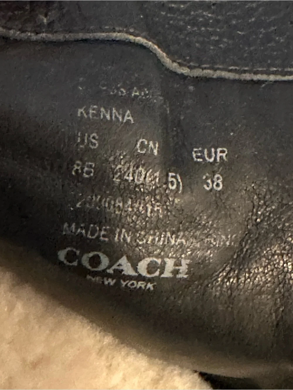 Coach Black Wedge Ankle Boots with Cream Shearling Trim